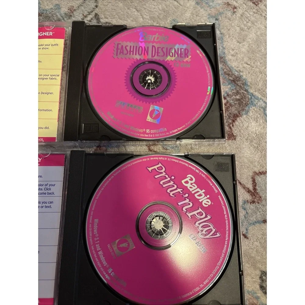 (2) Barbie PC CD-ROM Games - Fashion Designer |‎ Print N Playa 1996/1994